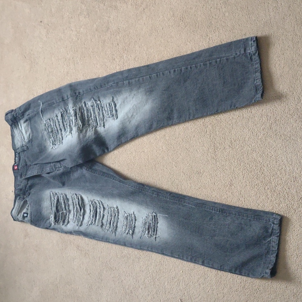 Southpole faded black frayed jeans size 42